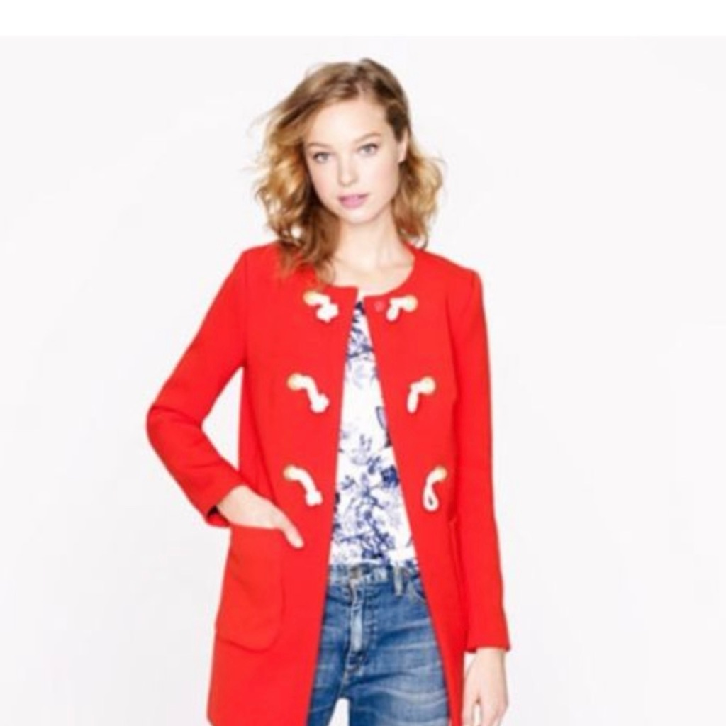 J. Crew Red Modern Toggle Pocket Coat